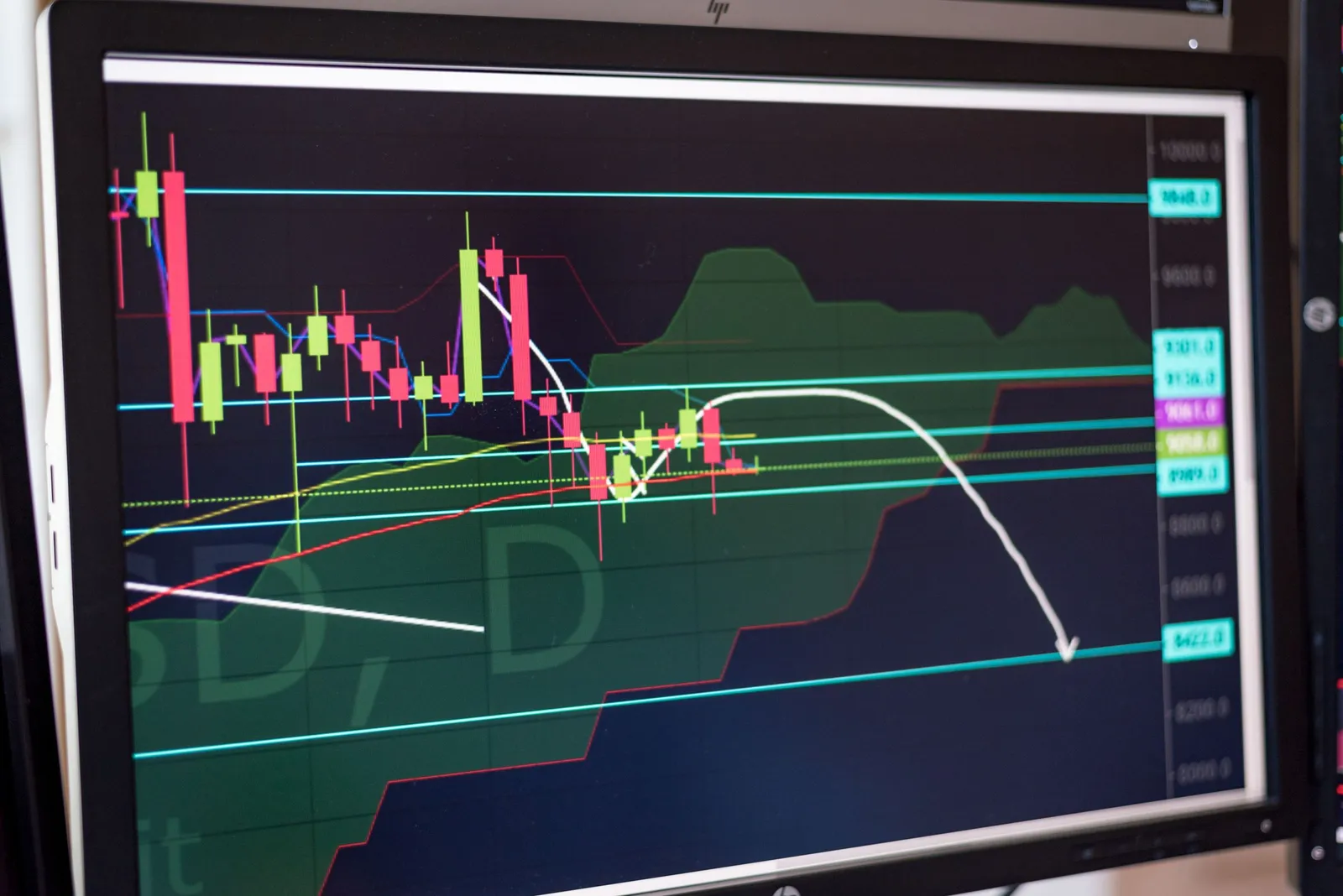 Monitor menampilkan grafik bursa